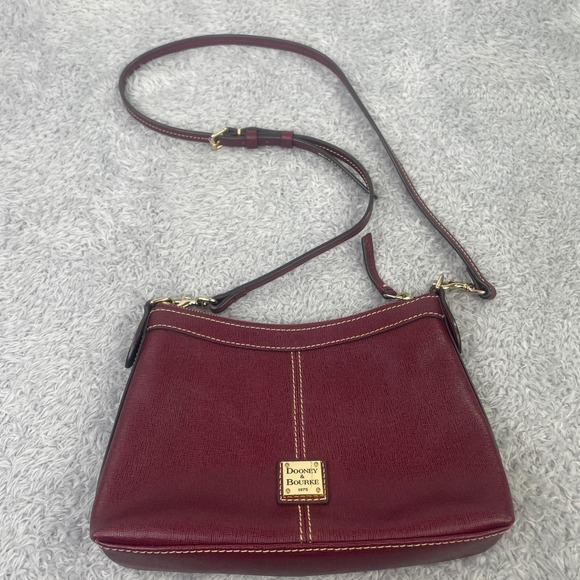 Dooney & Bourke Handbags - Dooney & Bourke Crossbody Bag Womens Small Burgundy Saffiano Leather Bag